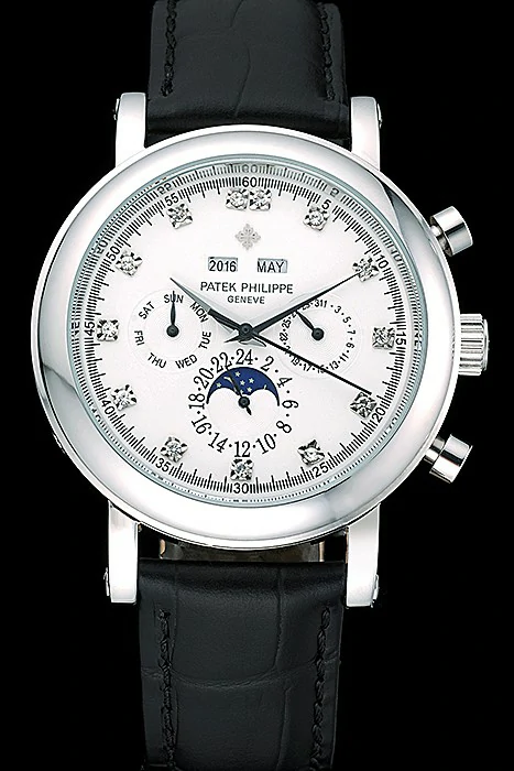 Patek Philippe Grand Complications Perpetual Calendar White Dial Black Leather Bracelet new11541
