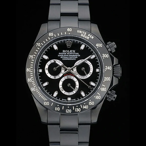 Rolex Daytona Black Ion Plated Tachymeter Black Stainless Steel Strap Black Dial new59211
