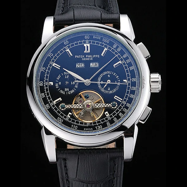 Patek Philippe Grand Complications Stainless Steel Case Black Dial Black Leather Bracelet new60154