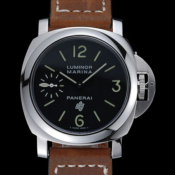 Panerai Luminor Marina Stainless Steel Bezel Brown Leather Bracelet new60209
