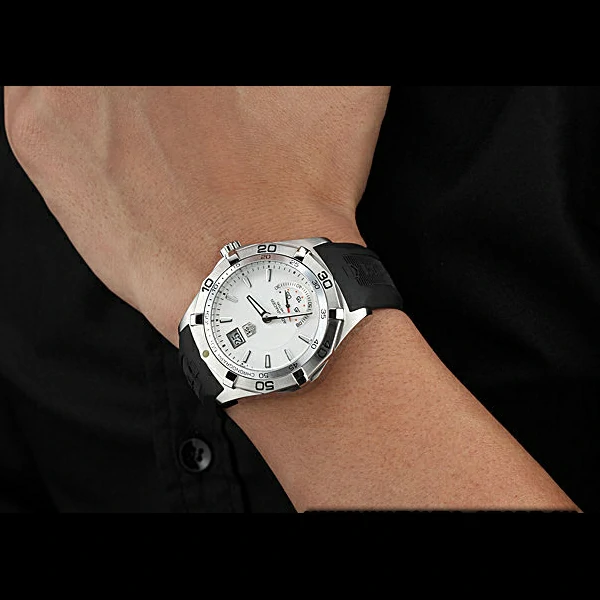 Tag Heuer Aquaracer Grande Date White Dial Black Rubber Band new60298
