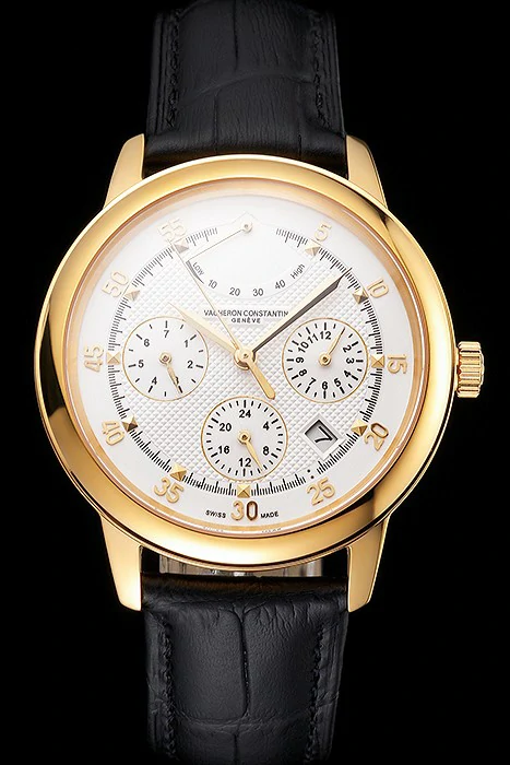 Vacheron Constantin Traditionnelle Power Reserve White Dial Gold Case Black Leather Strap new122012