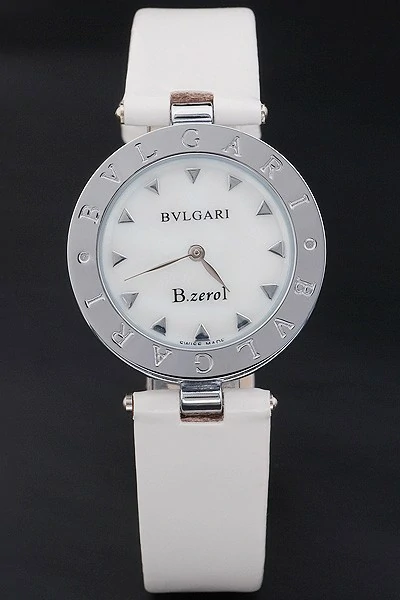 Bvlgari B.ZERO1 25mm White Dial Stainless Steel Case And Bezel White Leather Bracelet new2771