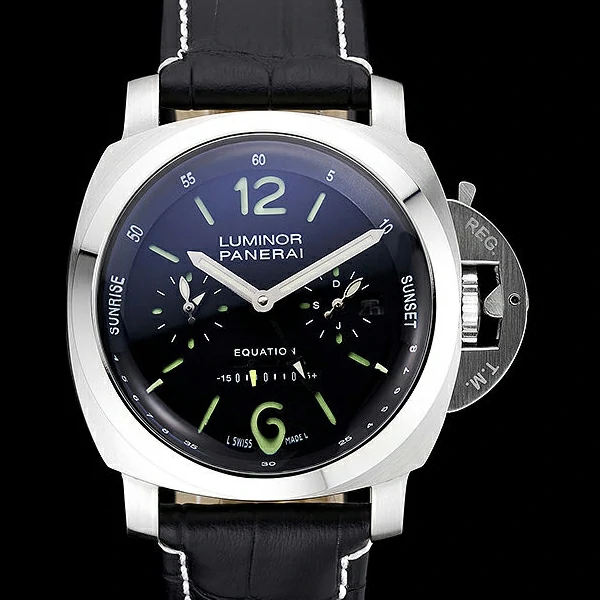 Panerai Luminor Brushed Stainless Steel Case Black Dial Black Leather Strap new58209