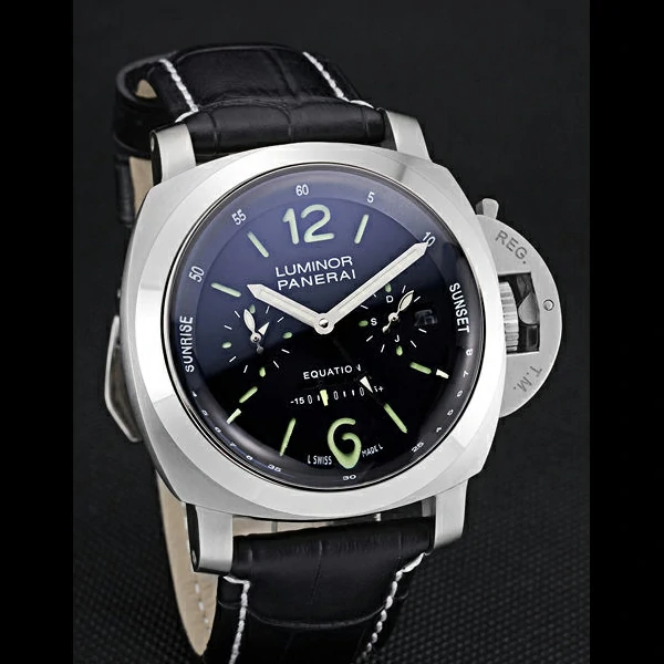 Panerai Luminor Brushed Stainless Steel Case Black Dial Black Leather Strap new58209