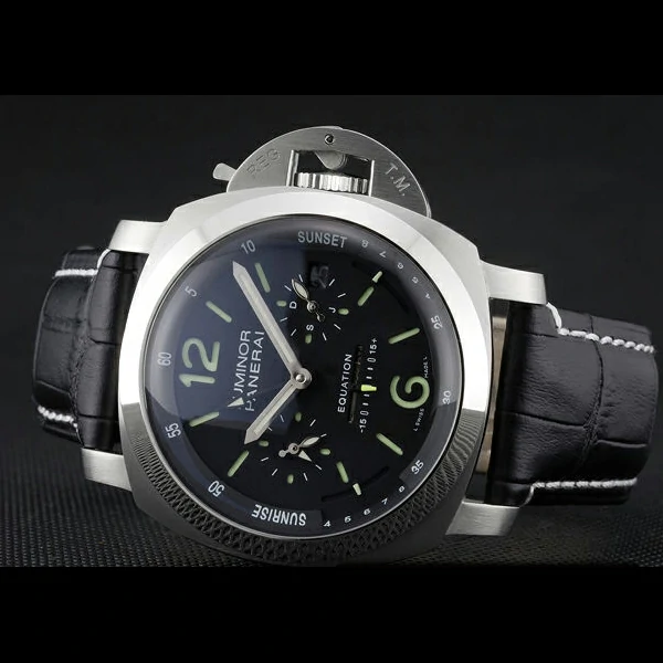 Panerai Luminor Brushed Stainless Steel Case Black Dial Black Leather Strap new58209