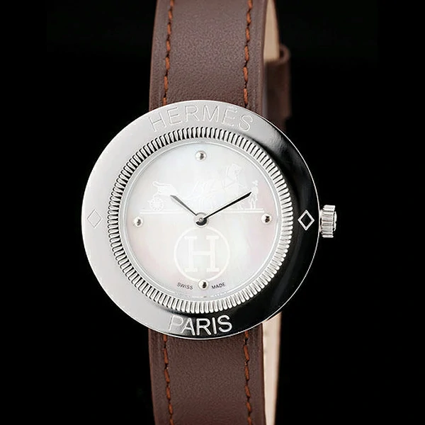 Hermes Classic MOP Dial Brown Leather Strap new58799