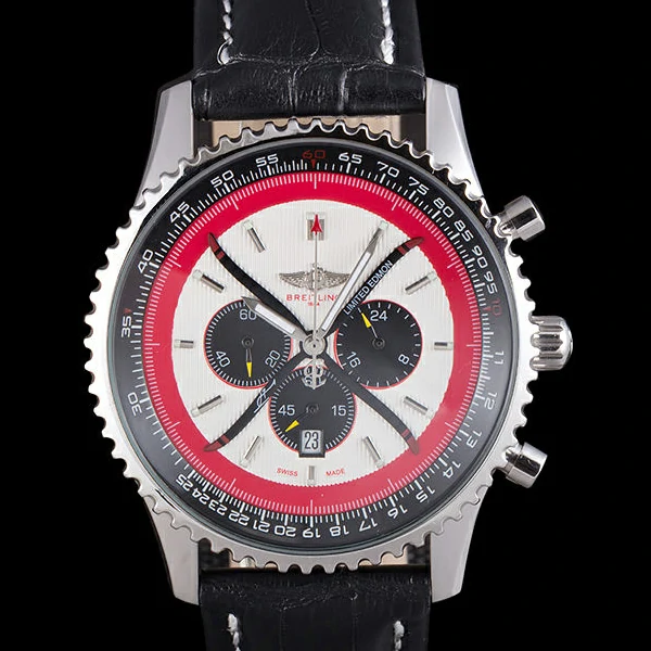Breitling Certifie Black Leather Strap Beige Dial Chronograph new59084