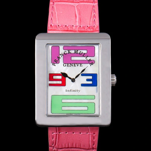 Franck Muller Infinity Stainless Steel Bezel Pink Croco Bracelet new59295