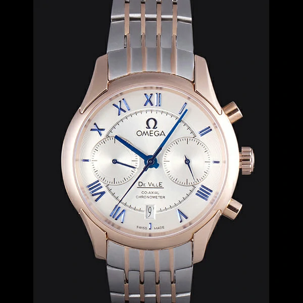 Omega DeVille Two Tone Links White Dial new59654