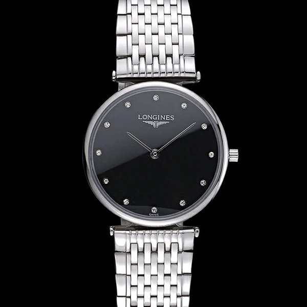 Longines La Grande Classique Stainless Steel Black Dial Diamond Markers Homme new60012