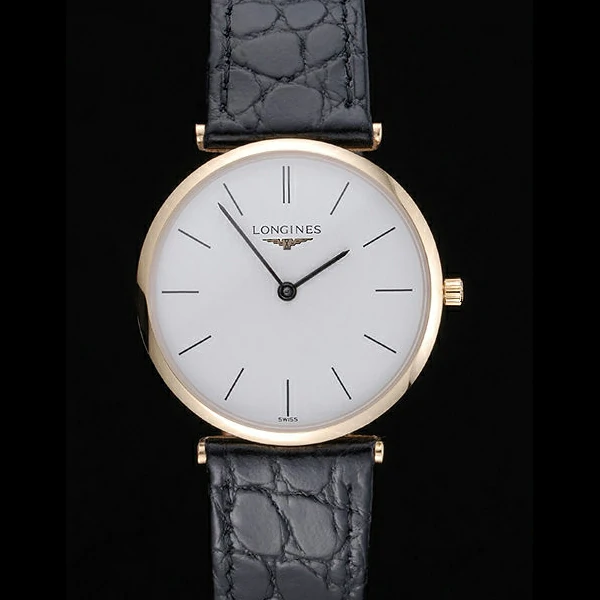 Longines La Grande Classique White Dial Black Leather Strap Homme new60016