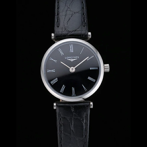Longines La Grande Classique Black Dial Black Leather Band Femme new60033