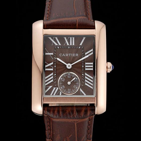 Cartier Tank MC Gold Case Brown Dial Brown Leather Strap new60073