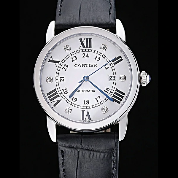 Cartier Ronde Louis Stainless Steel Case White Dial Roman and Diamond Numerals new60087