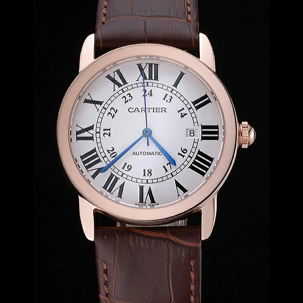 Cartier Ronde Solo Gold Case White Dial Roman Numerals new60098