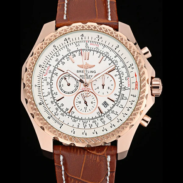Breitling Bentley Motors Speed Gold Case White Dial Brown Leather Bracelet new60129