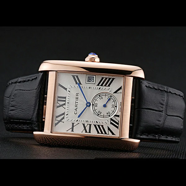 Cartier Tank MC White Dial Gold Case Black Leather Strap new60468