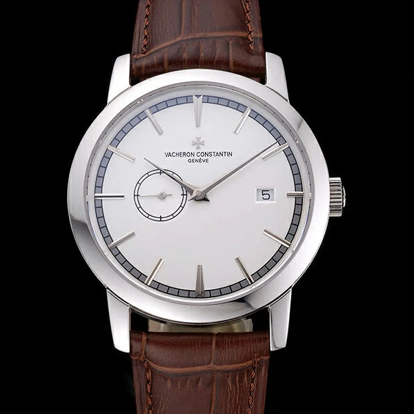 Vacheron Constantin Patrimony Contemporaine Stainless Steel Case White Dial Brown Leather new60609