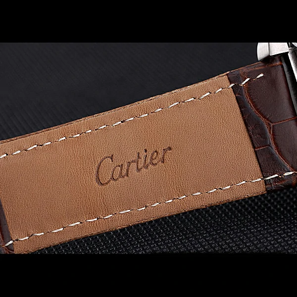Cartier Tank MC Brown Dial Stainless Steel Case Brown Leather Bracelet new60618