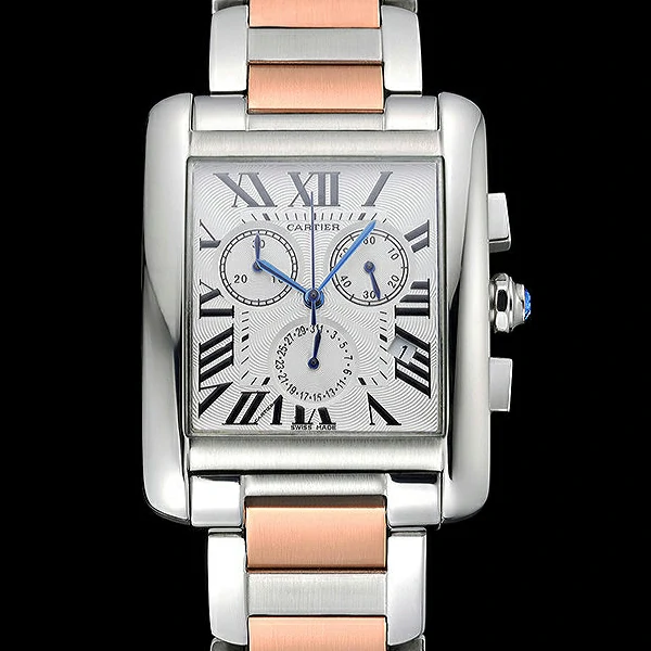 Cartier Tank MC White Dial Stainless Steel Case Two Tone Bracelet new60627
