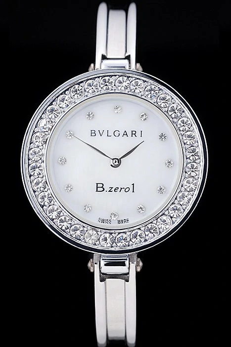 Bvlgari B.ZERO1 30mm White Dial With Diamonds Stainless Steel Case With Crystals Steel Bracelet new73022