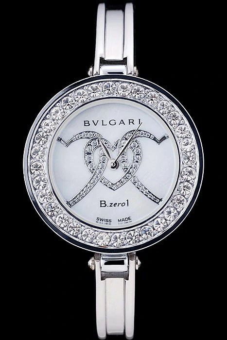 Bvlgari B.ZERO1 30mm White Dial With Model Steel Case With Diamonds Steel Bracelet new73082
