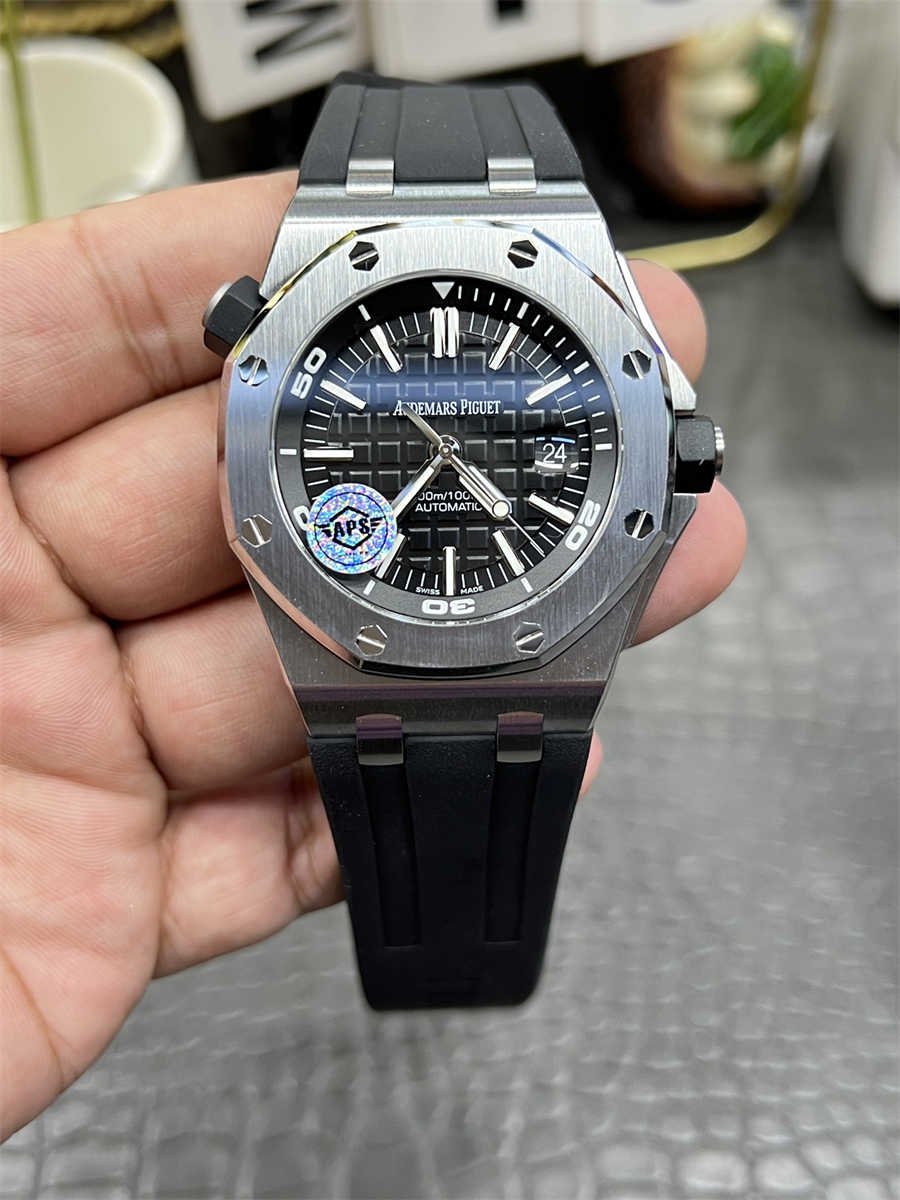 APS Audemars Piguet Royal Oak Offshore Diver 15703ST Replica – 42mm Steel Case, Black Dial, Cal.3120 Automatic Clone