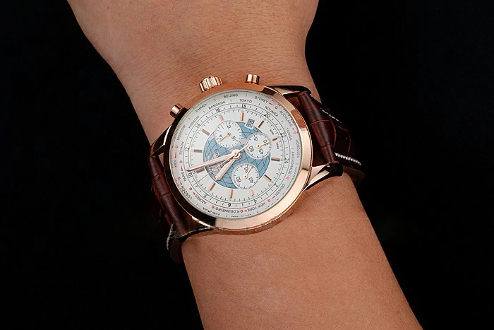 Breitling Chronomat Blue Dial Stainless Steel Case Gold Bezel Blue Leather Strap new122020