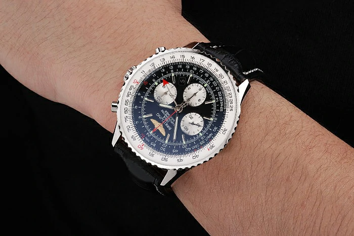 Breitling Navitimer Black Dial Stainless Stell Case Black Leather Strap new122057