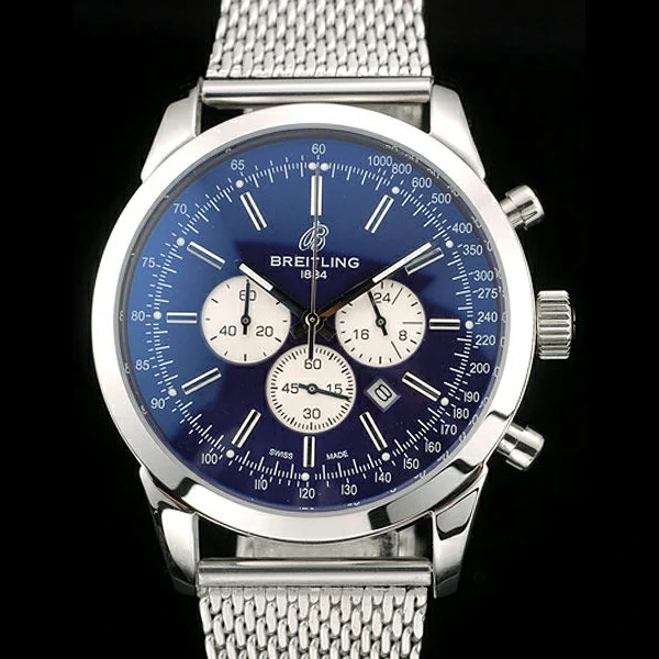 Breitling Transocean Stainless Steel Case Blue Dial new58851