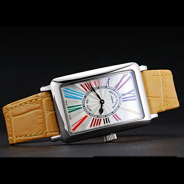 Franck Muller Long Island Classic Color Dreams White Dial Yellow Leather Strap new60259