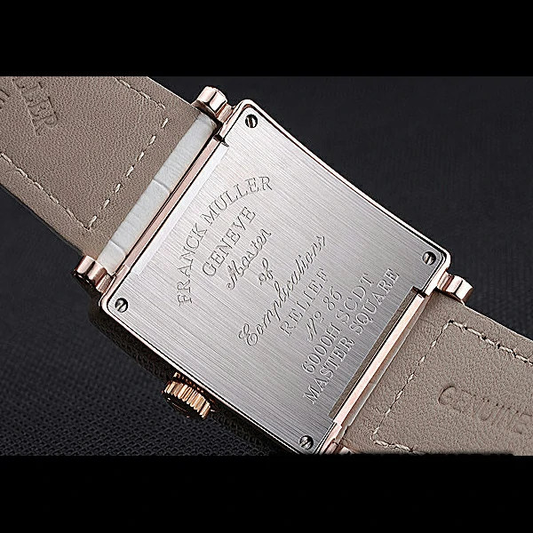 Franck Muller Master Square White Dial Diamonds Case White Leather Band new60256