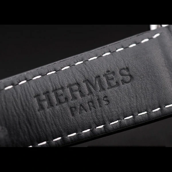 Hermes Arceau White Dial Black Leather Strap new58707