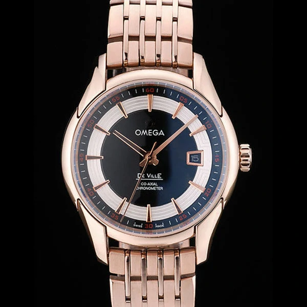 Omega DeVille Rose Gold Bezel Black Dial new58970