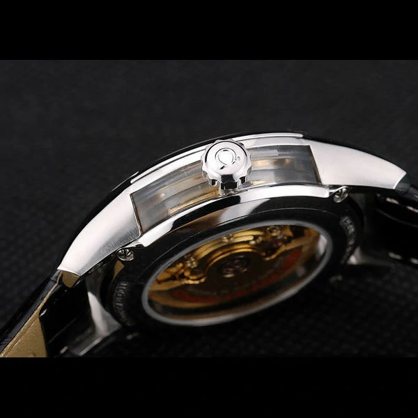 Omega DeVille Stainless Steel Bezel Black Leather Strap new58983