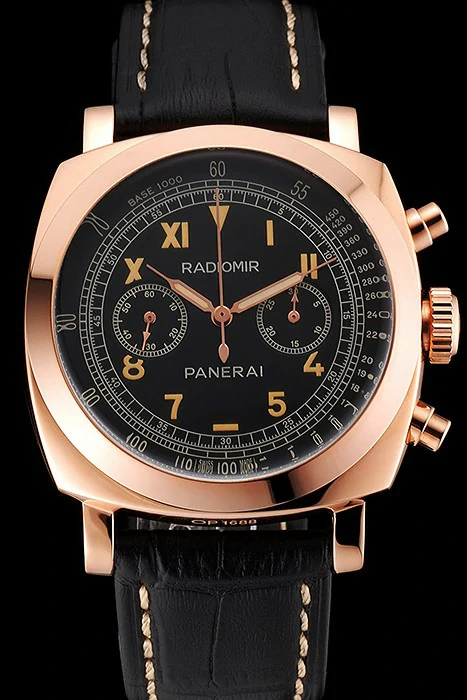 Panerai Radiomir 1940 Black Dial Rose Gold Case Black Leather Strap new122235