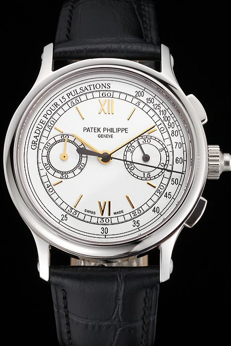 Patek Philippe 5170J White Dial Gold Hands Stainless Steel Case Black Leather Strap new122986