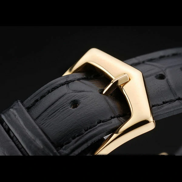 Patek Philippe Calatrava Ribbed Bezel Grey Dial Black Leather Strap new59005