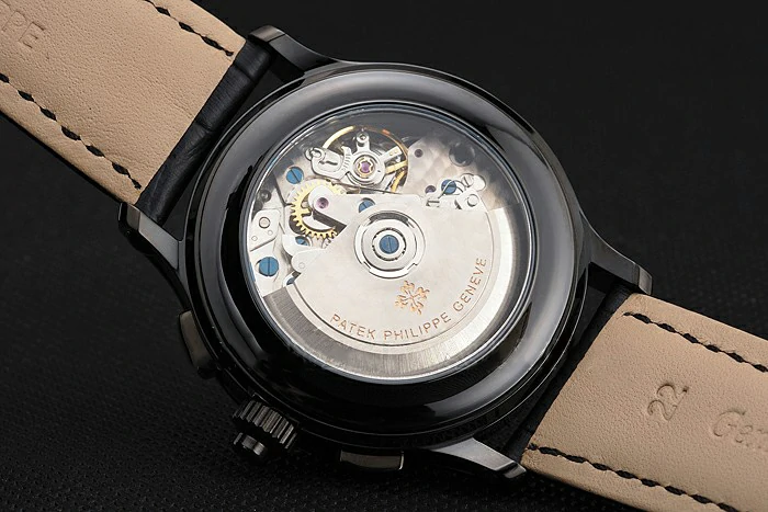 Patek Philippe Split Seconds Black Dial Black Case Black Leather Strap new122996