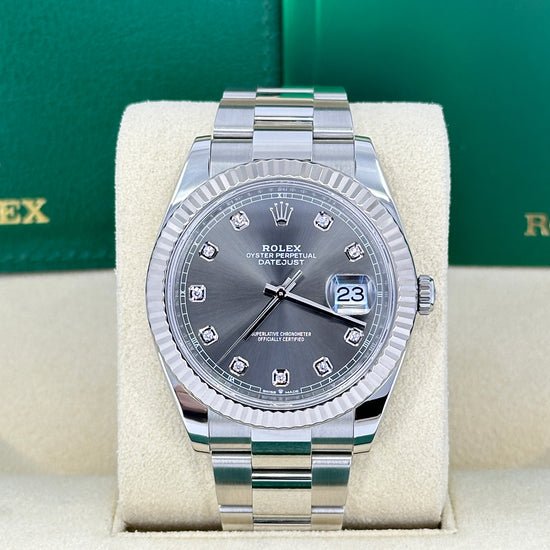 Pre-owned 2022Rolex Replica Watch Datejust 41, Stainless Steel and 18k White Gold, 41mm, 126334-0005