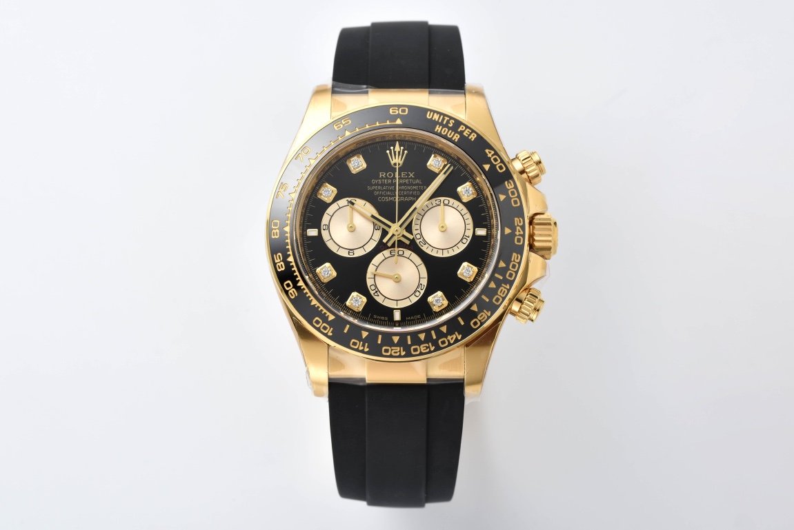 Rolex Daytona Black Dial Replica – 18K Gold Chronograph