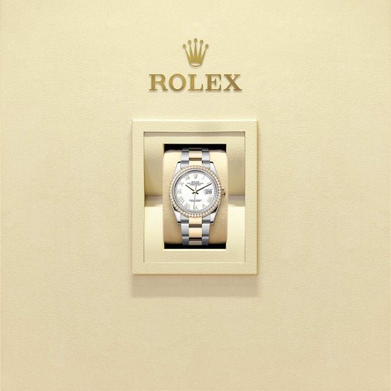 Rolex Replica Watch Datejust 36, Oystersteel and 18k Yellow Gold, Intense white Roman dial, Diamond-set bezel Oyster, 126283RBR-0034