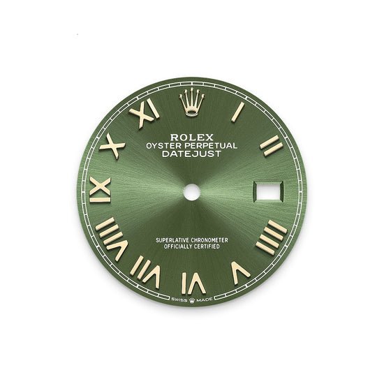 Rolex Replica Watch Datejust 36, Oystersteel and 18k Yellow Gold, Olive green Roman sunray dial, Domed Jubilee, 126203-0053