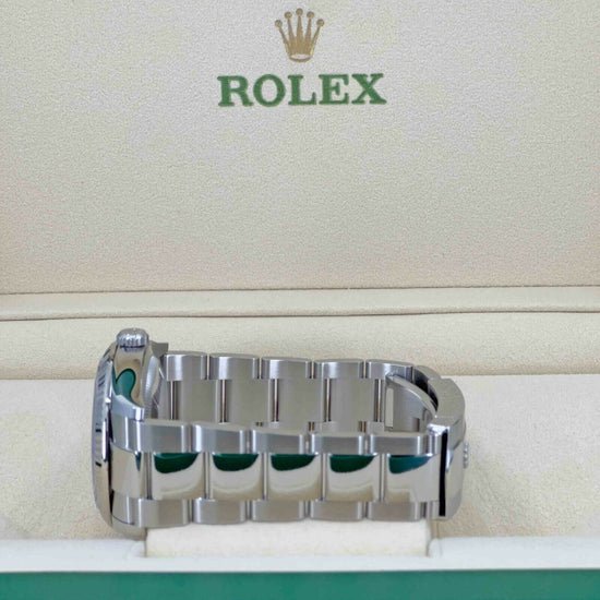 Rolex Replica Watch Datejust, 36mm, Oystersteel and 18k White Gold, Green Slate Roman, Oyster, Fluted, 126234-0046