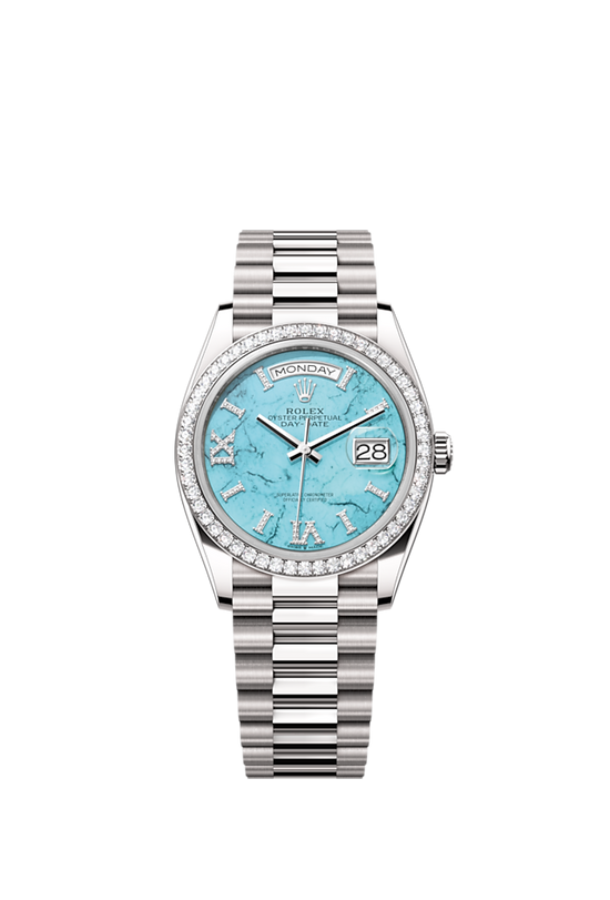 Rolex Replica Watch Day-Date 36, 18k White Gold with Diamond-set , 36mm, 128349rbr-0031