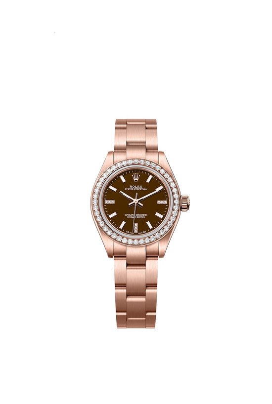 Rolex Replica Watch Oyster Perpetual 28, 18k Everose Gold and Diamonds, 28mm, Brown dial, Oyster, 276245rbr-0002